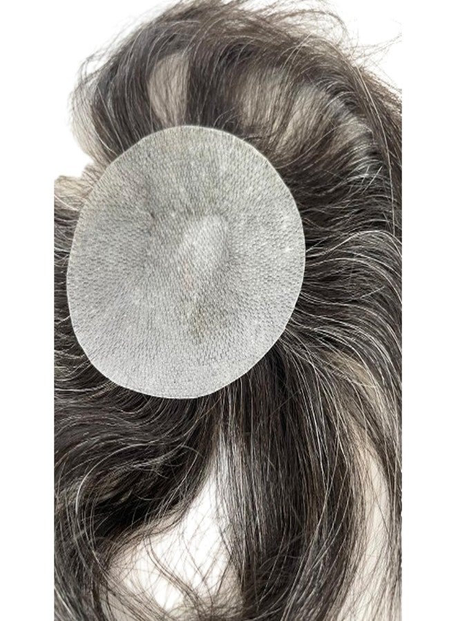 Voloria Bald Spot Hair Patch Toupee for Men 3.15x3.15inches Full PU Skin Base Cover-up Human Hair Topper Replacement Systems Hairpiece (1B Black Mixed 20% Grey Color) - Image 2